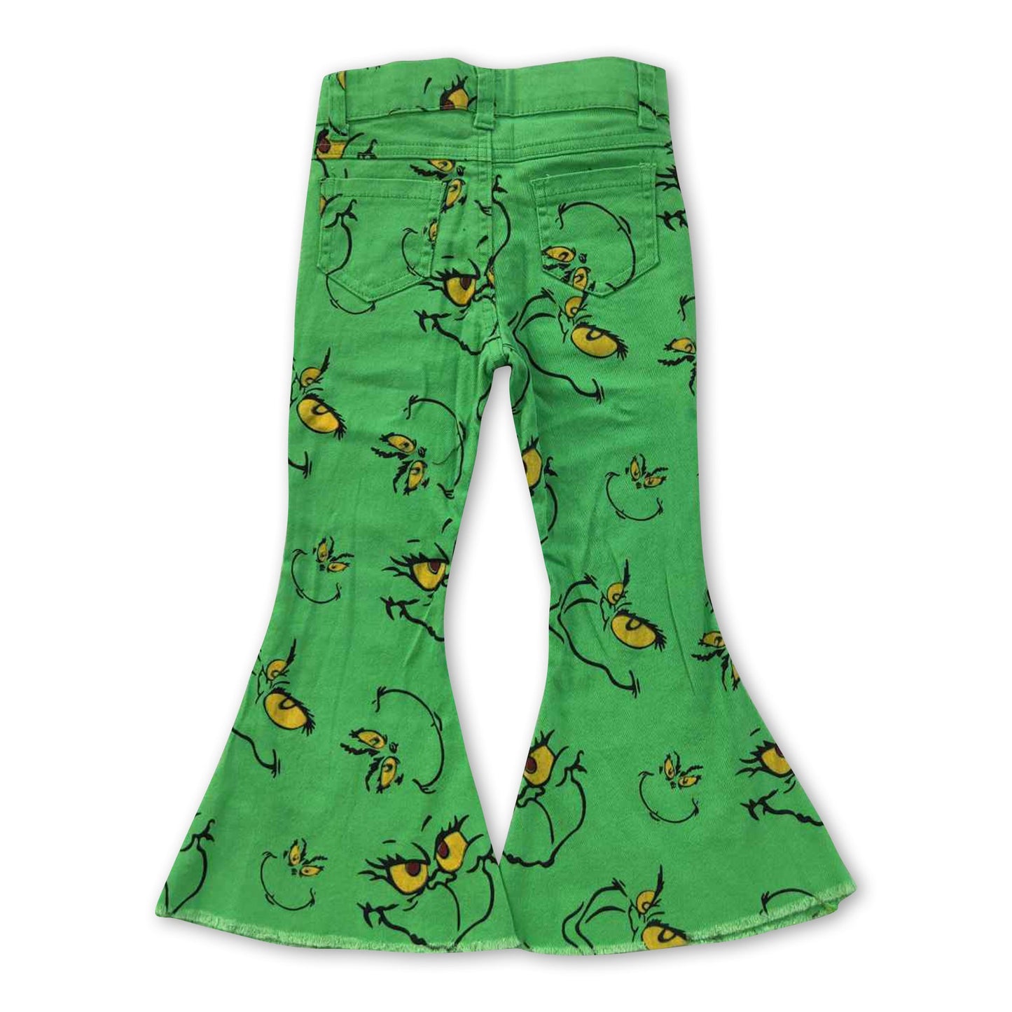 Green face denim pants kids girls Christmas jeans