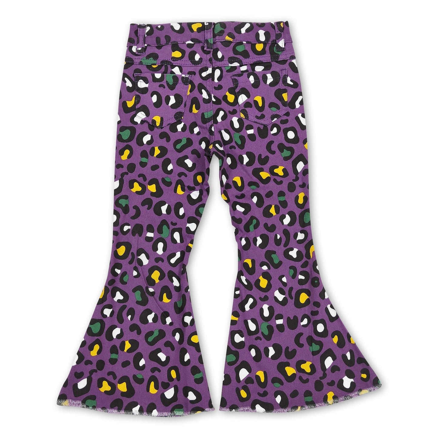 Purple leopard denim pants girls mardi gras jeans