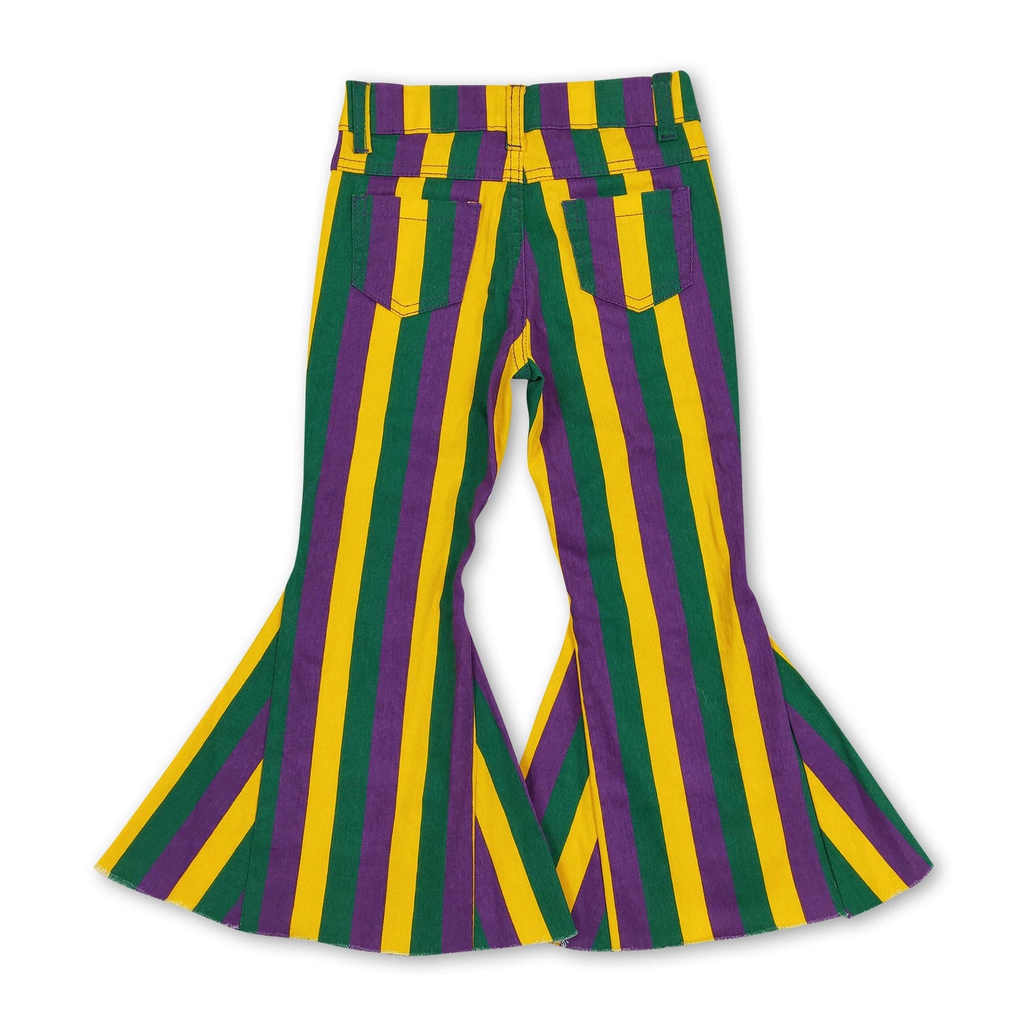 Purple green yellow stripe girls Mardi Gras jeans