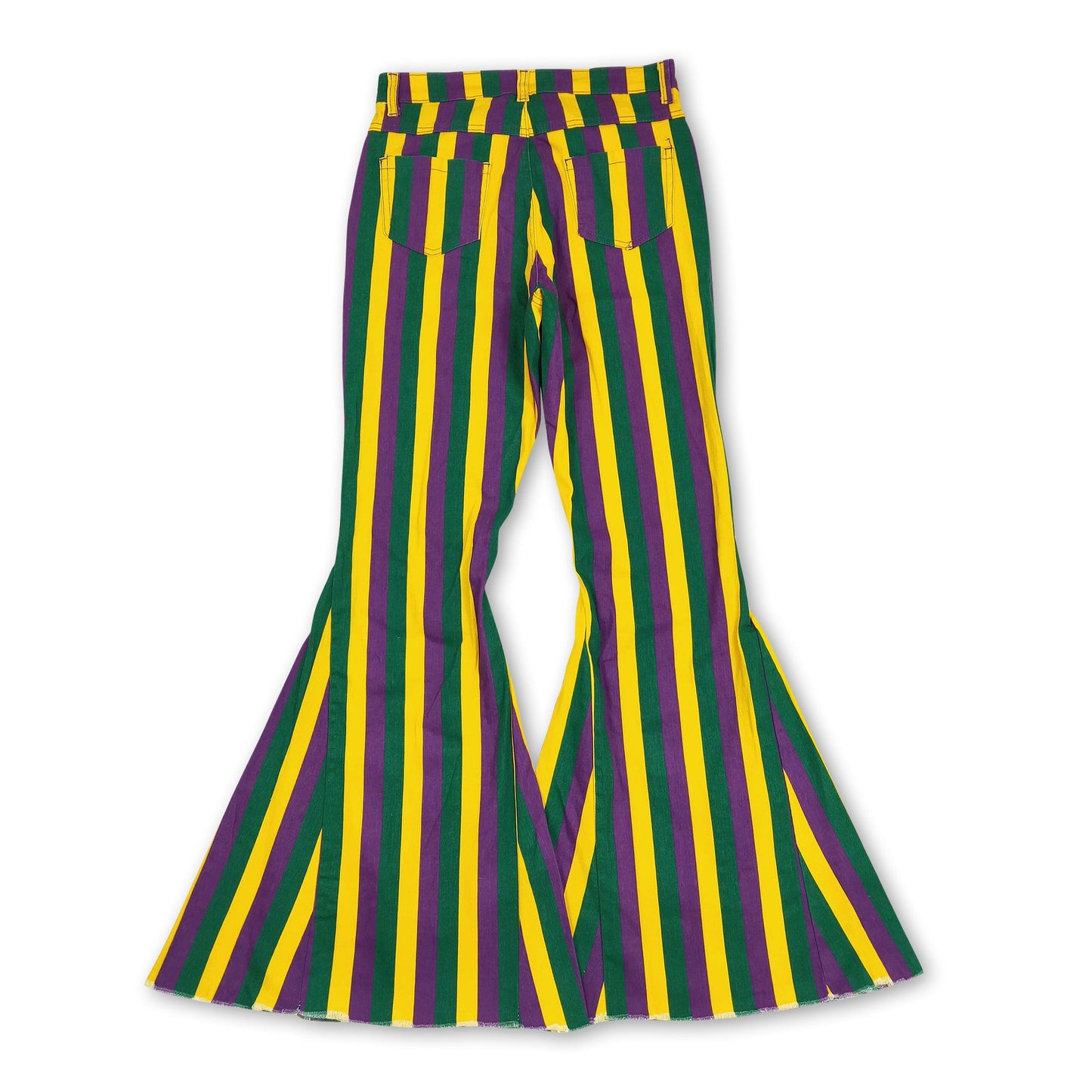 Purple green yellow stripe adult women Mardi Gras jeans