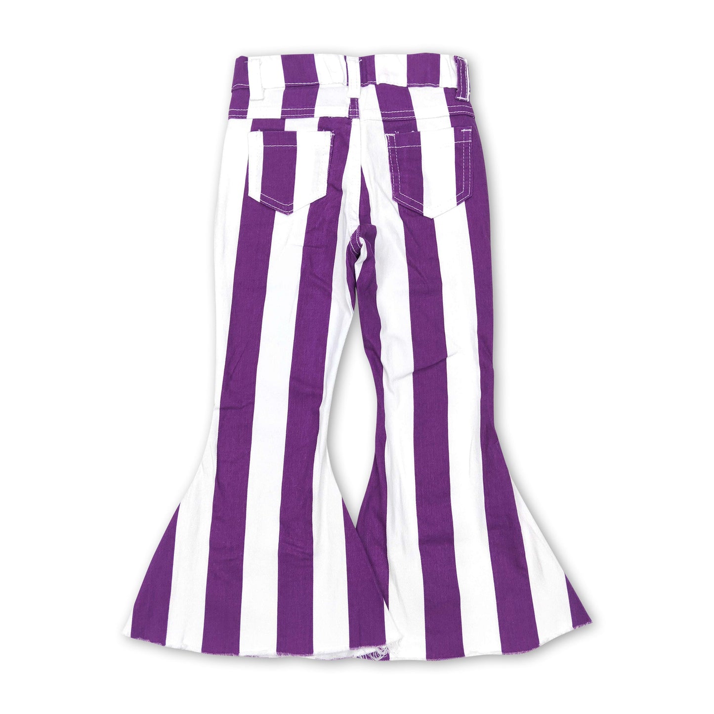 Purple white stripe denim pants kids girls jeans