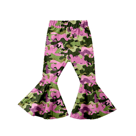 Pink camo baby girls bell bottom pants