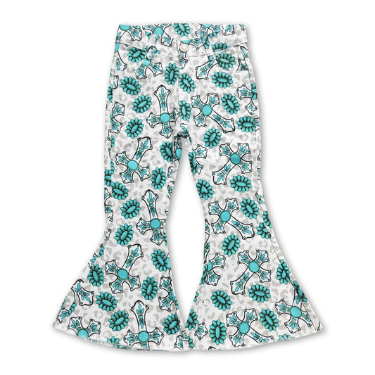 Cross turquoise denim pants girls easter jeans