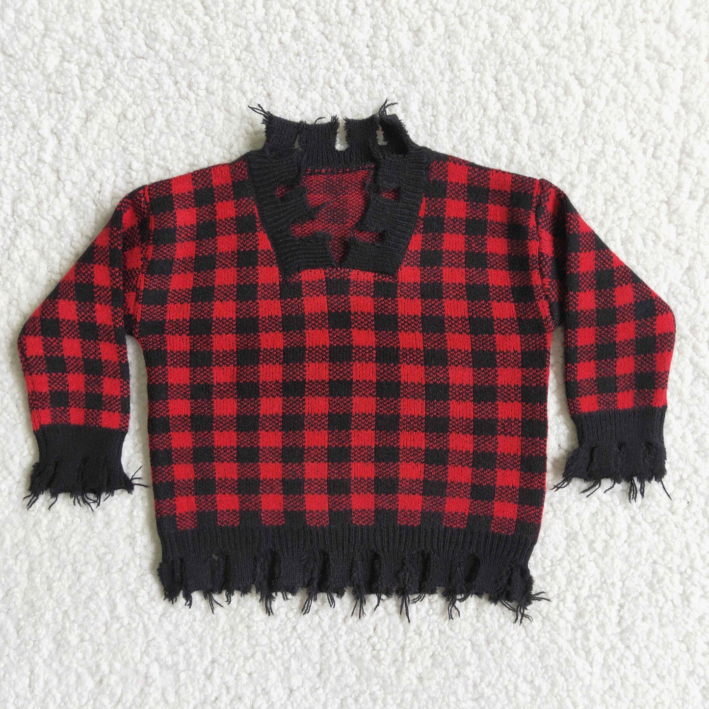 Plaid Girls Christmas Sweater