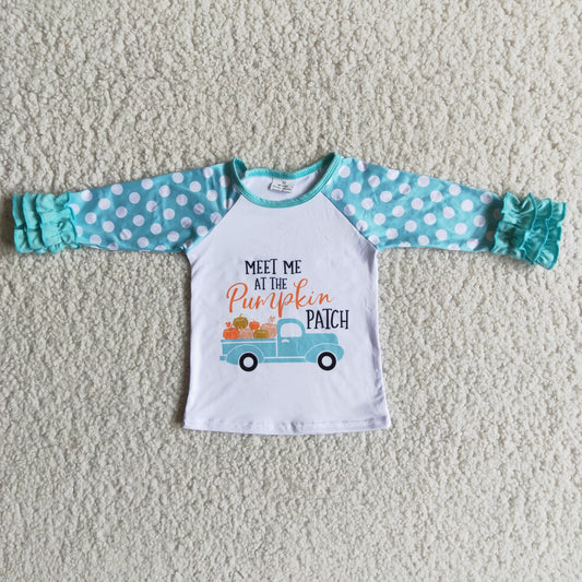 Meet me at the pumpkin aqua girls fall shirt