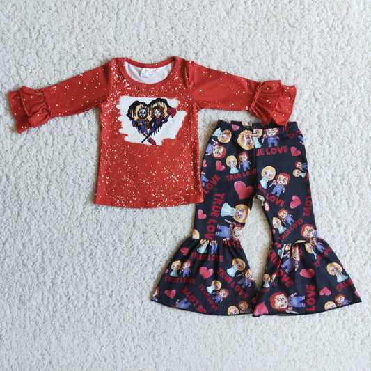 Bleached true love long sleeve bell bottom pants Halloween set