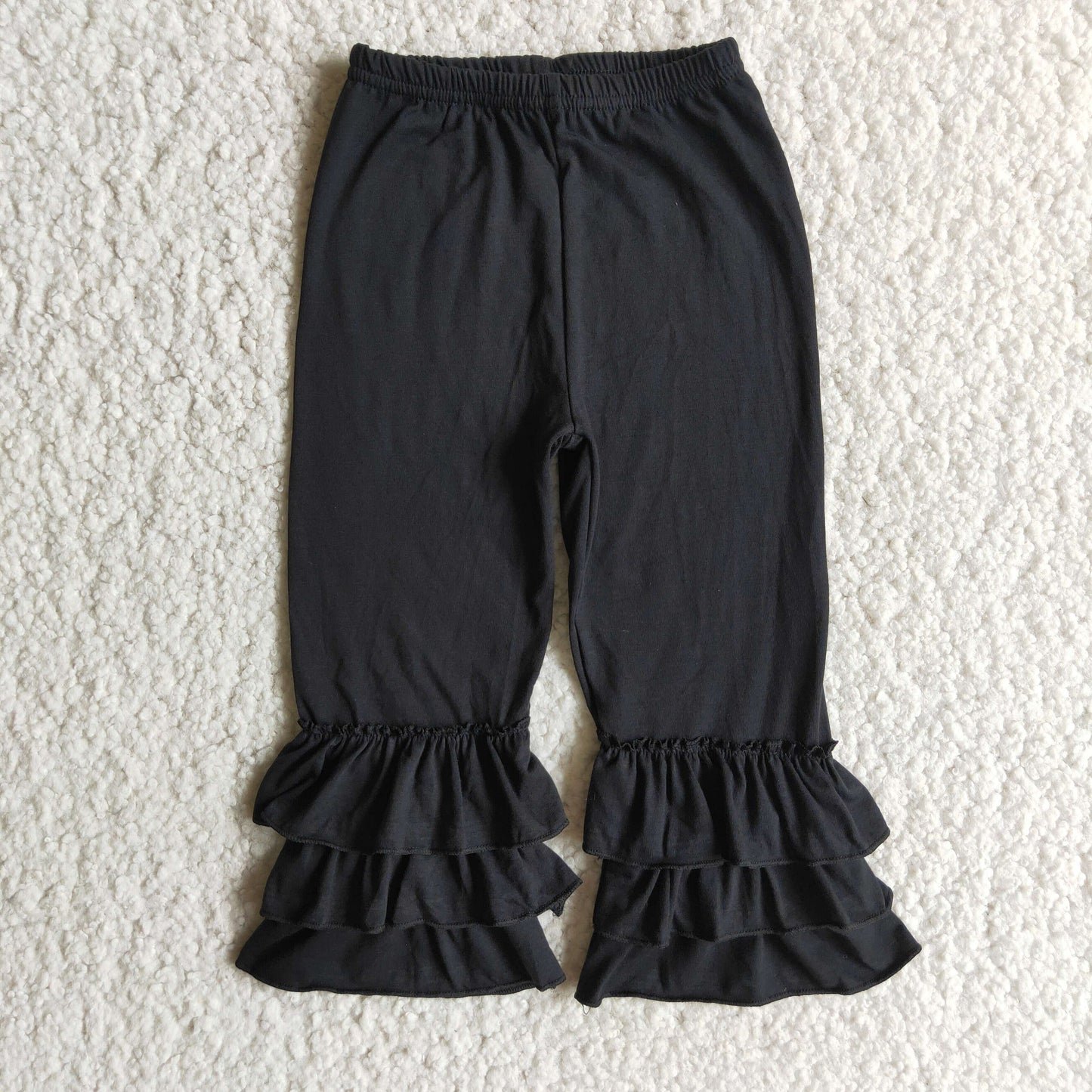 Black triple ruffle pants