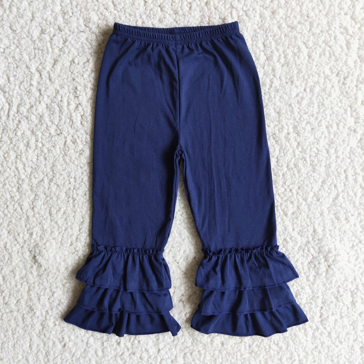 Navy triple ruffle pants