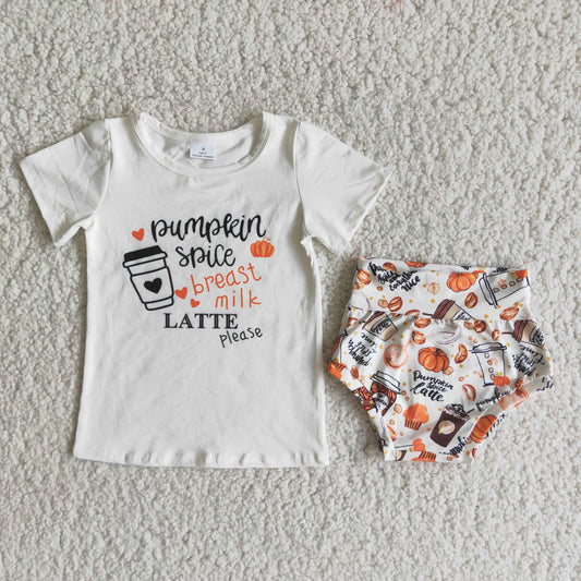 Pumpkin baby girls bummies set