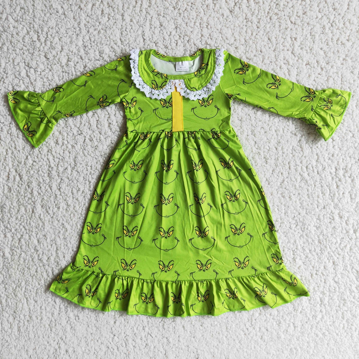 Maxi girls green face Christmas night gown