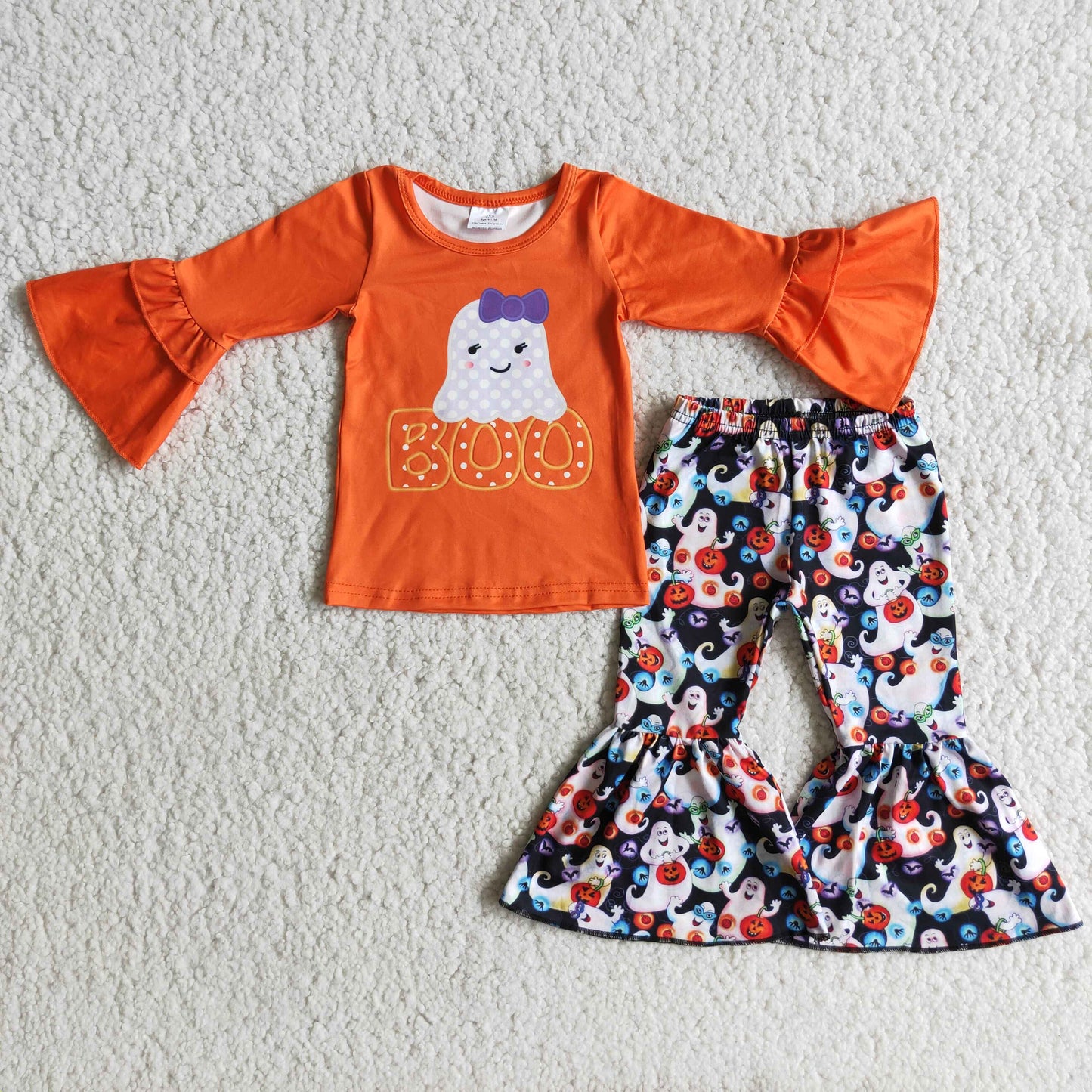 Boo orange shirt ghost pants Halloween clothing set