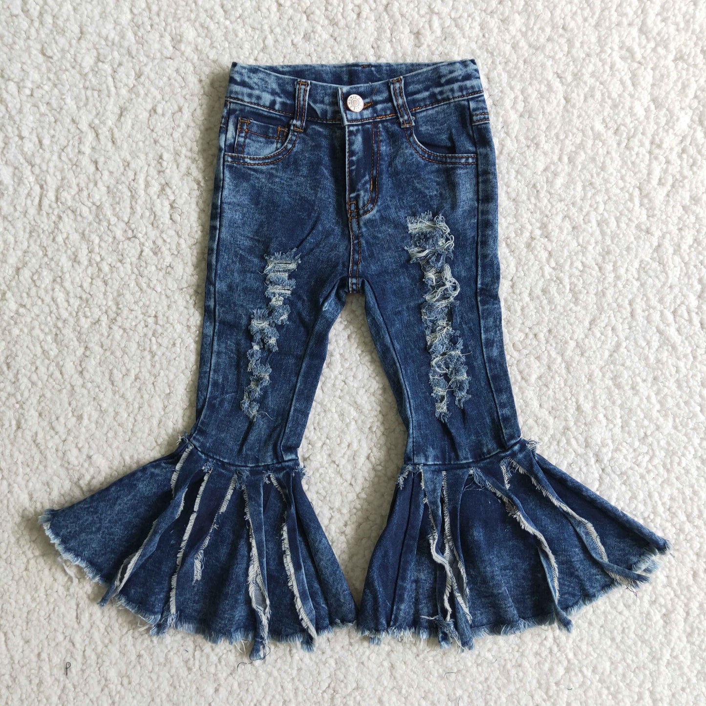 Tassels girls denim bell bottom pants