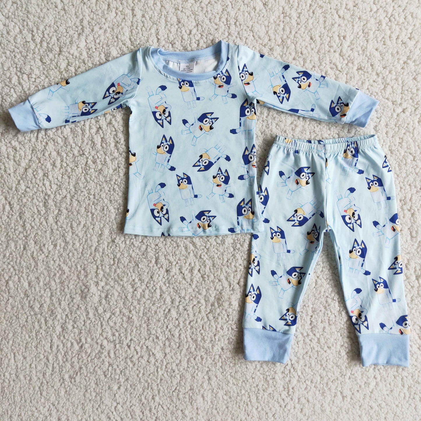 Blue dog long sleeve boy pajamas