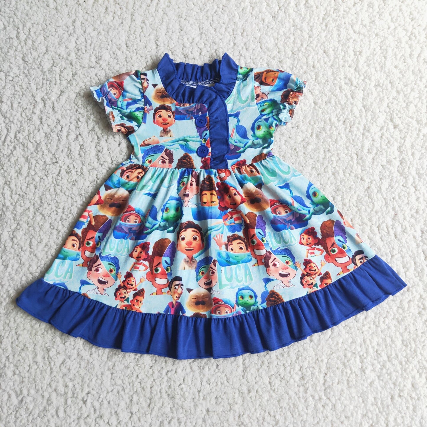 Short sleeve sea dresses girls nightgown