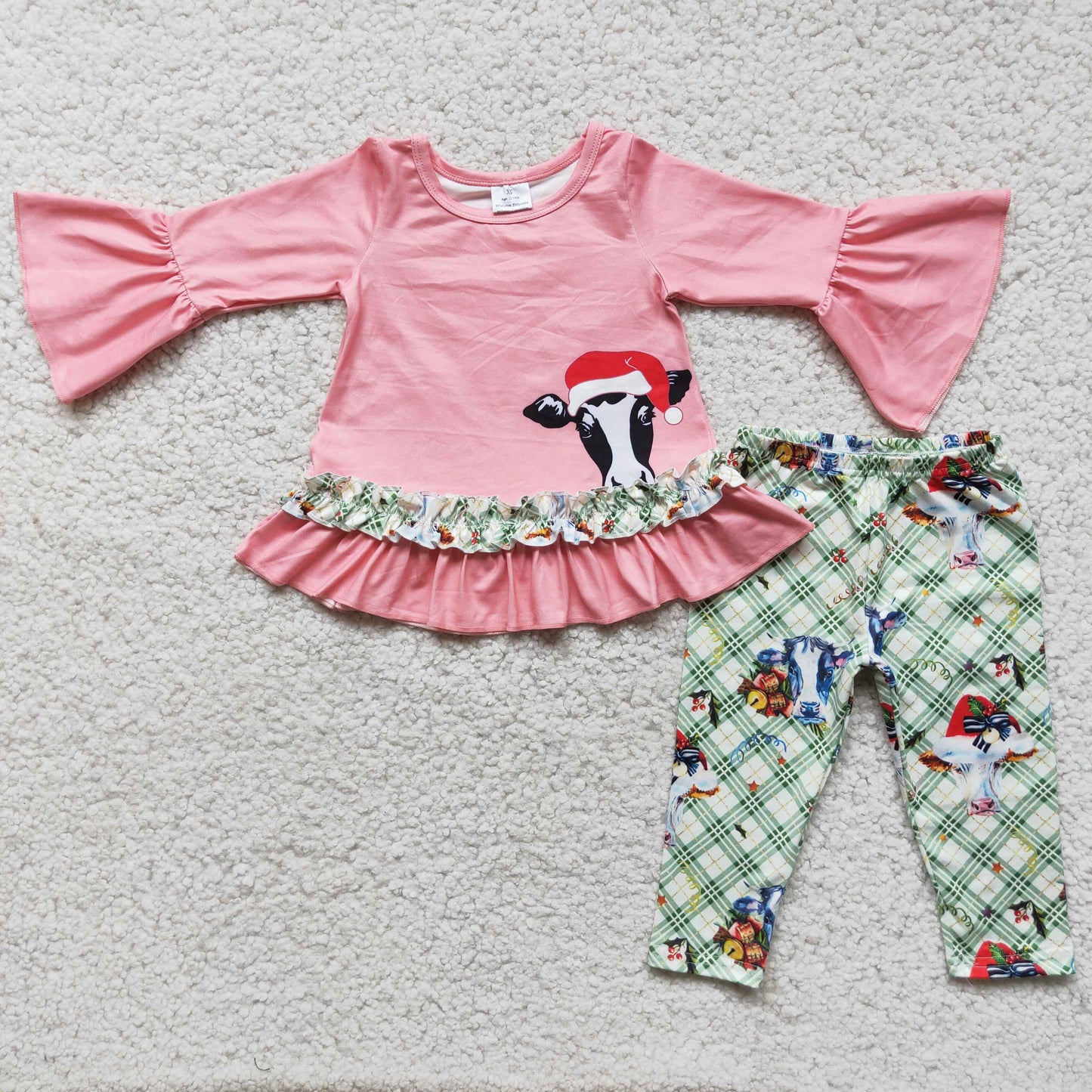 Cow print shirt leggings girls Christmas clothing