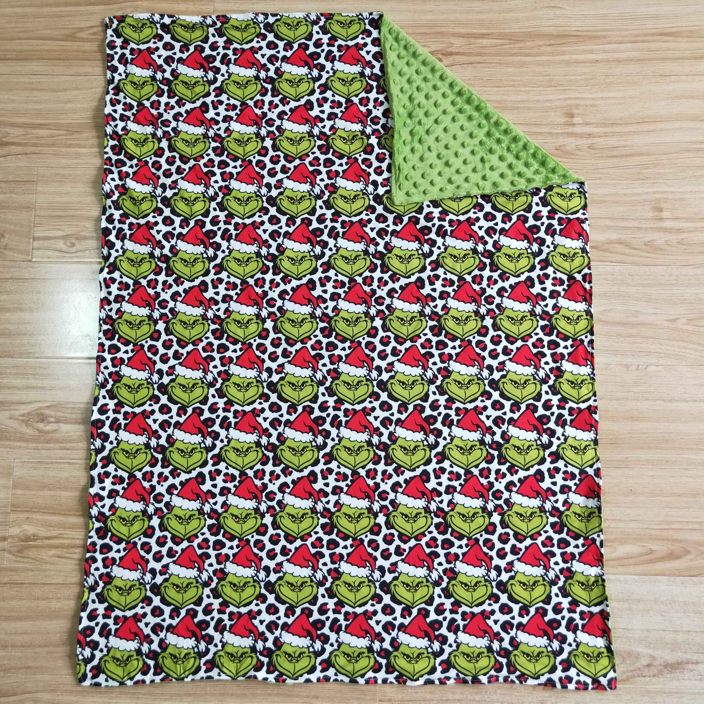 Leopard green minky baby Christmas blankets