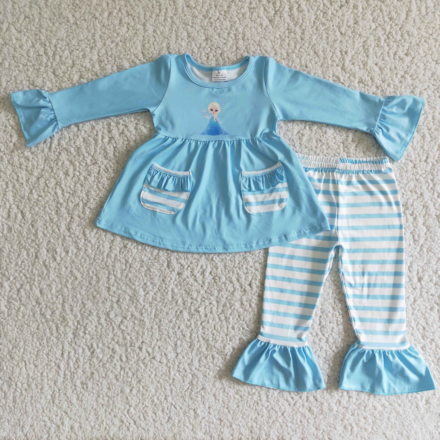 Blue pocket tunic stripe pants girls princess boutique outfits