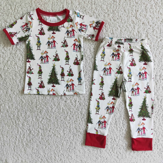 Boy green face short sleeve Christmas pajamas