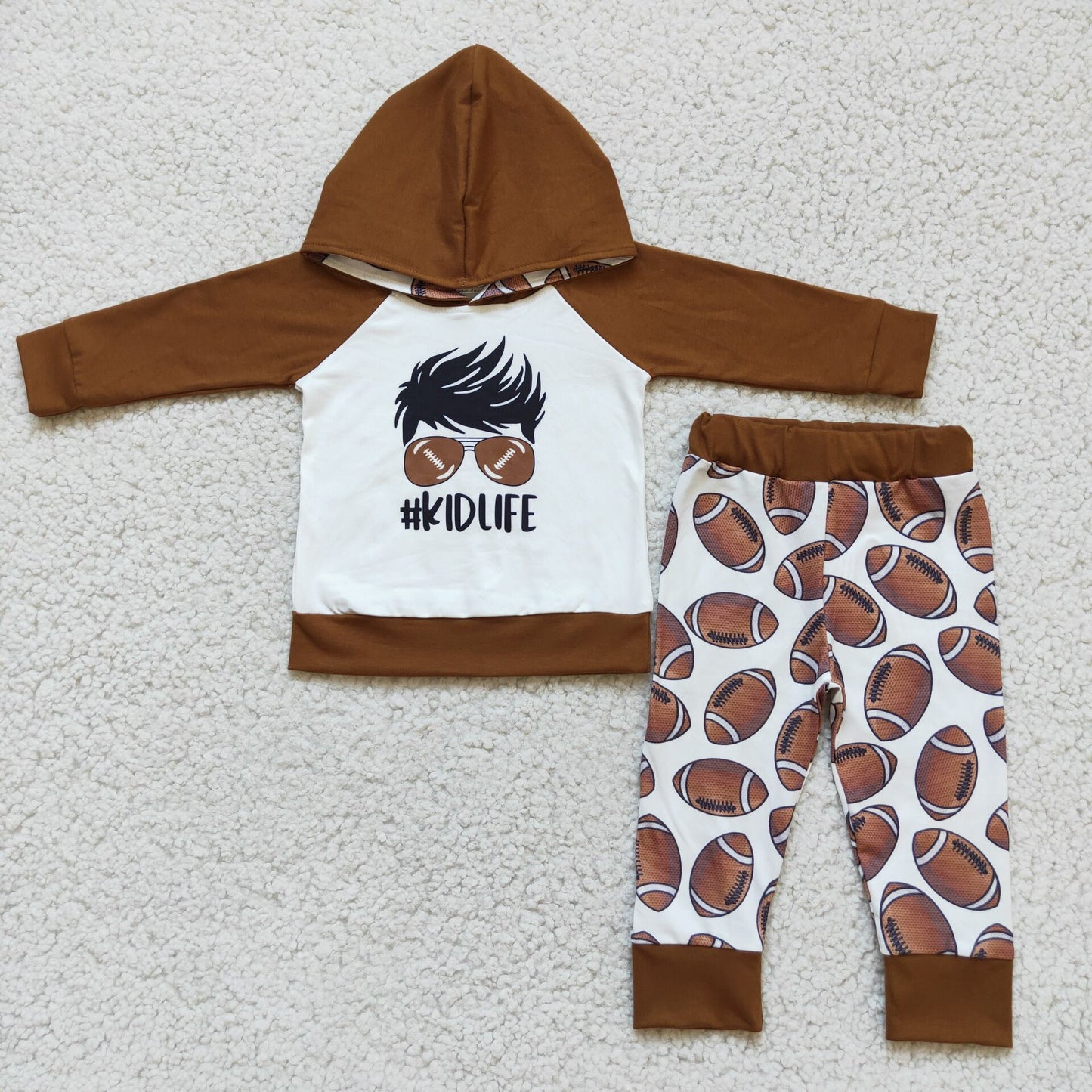 Kid life football print boy hooides outfits