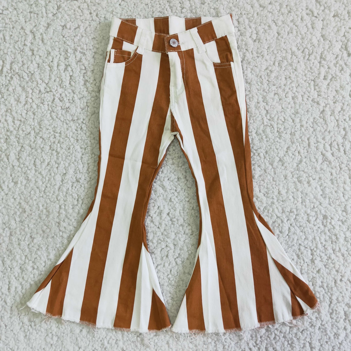 Stripe waistband girls denim pants