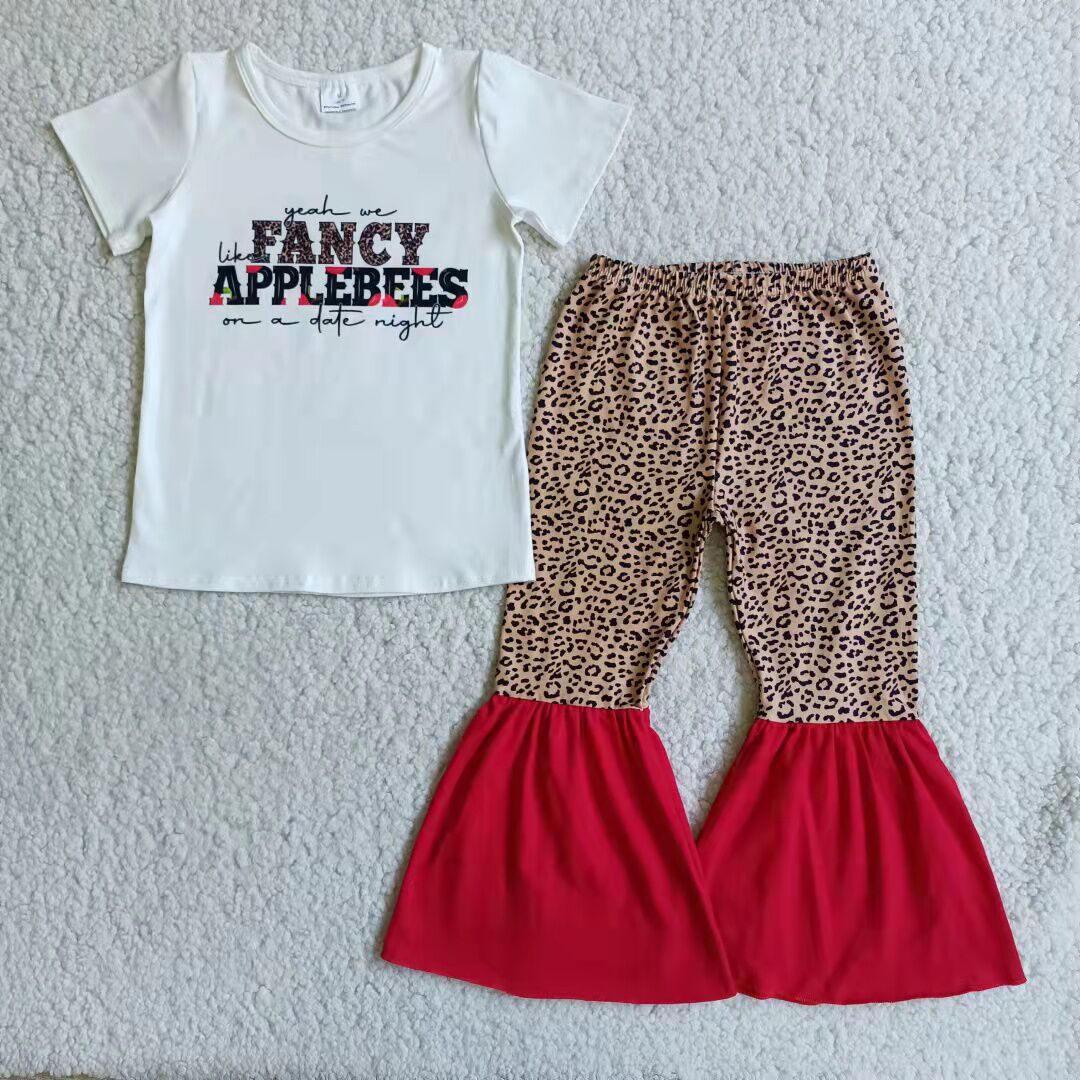 Fancy applebees shirt leopard pants girls boutique clothing