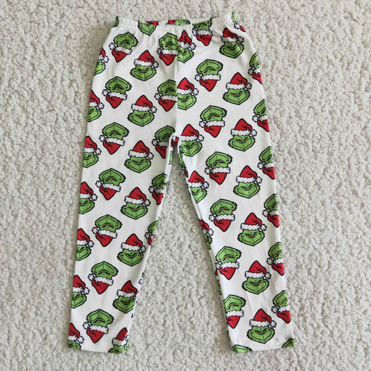 Cute  green face print baby girls Christmas leggings