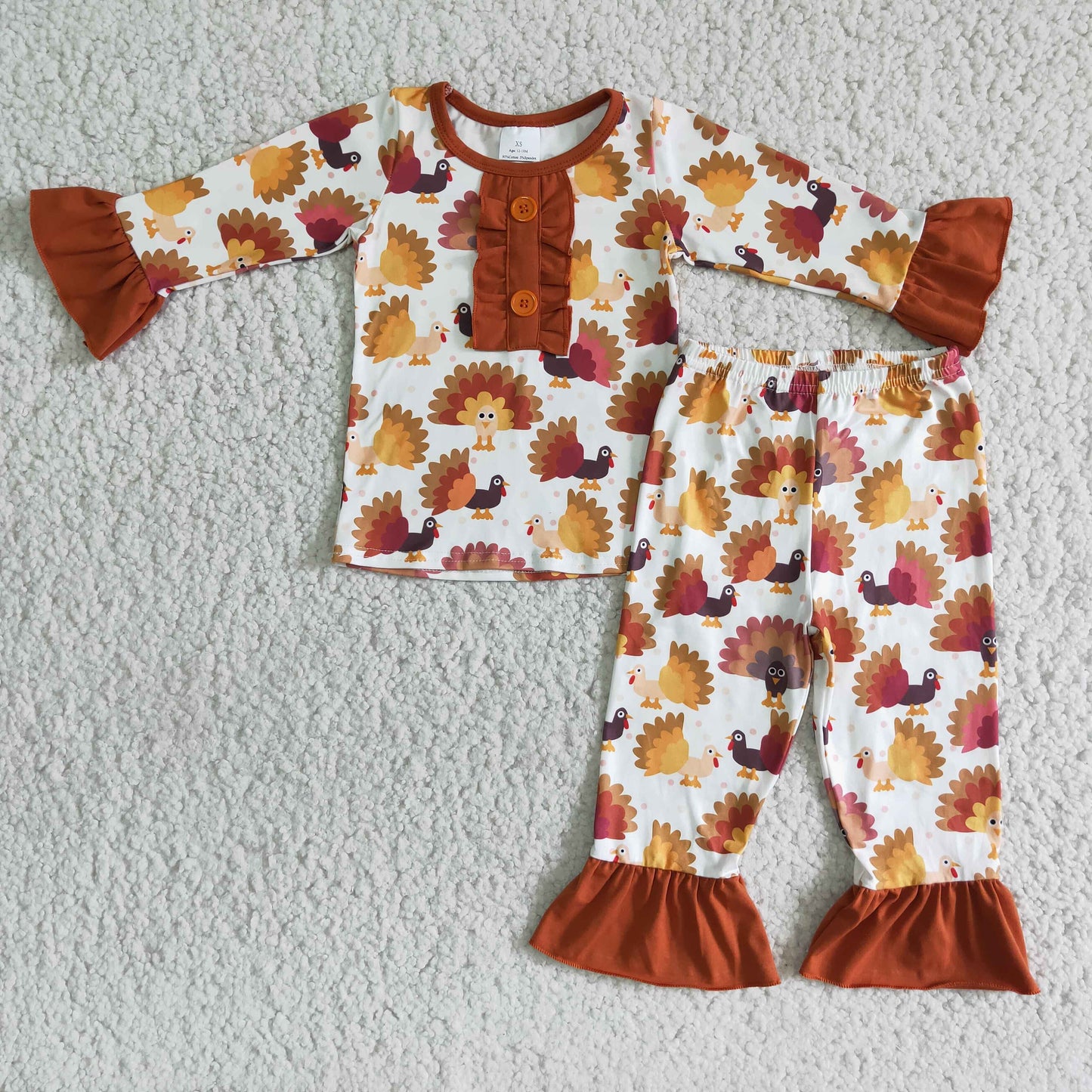 Turkey print girls Thanksgiving pajamas