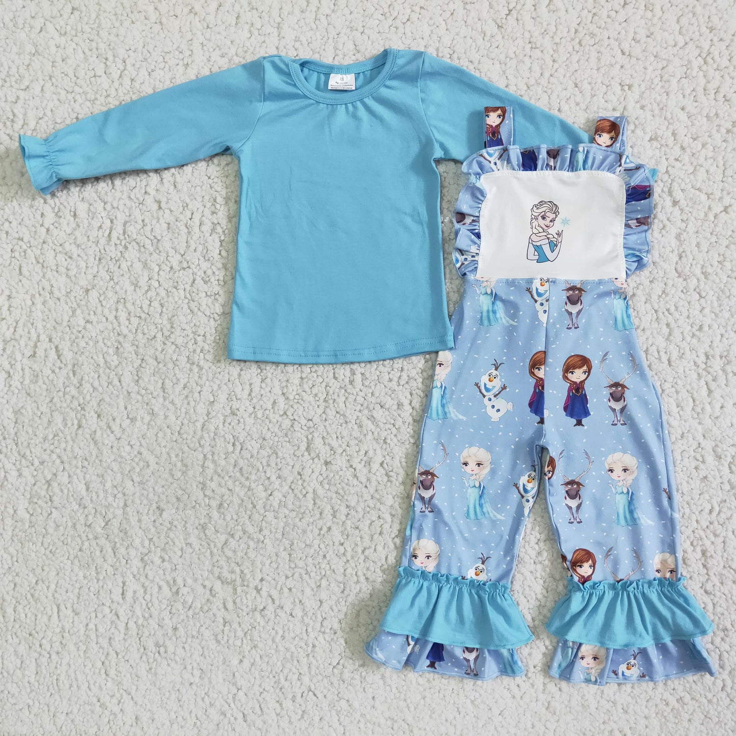 Blue cotton shirt ice overalls girls boutique clothing