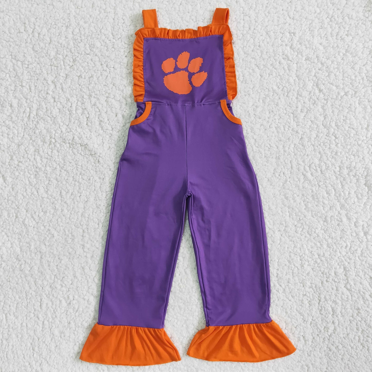 Purple orange pocket girls team overalls