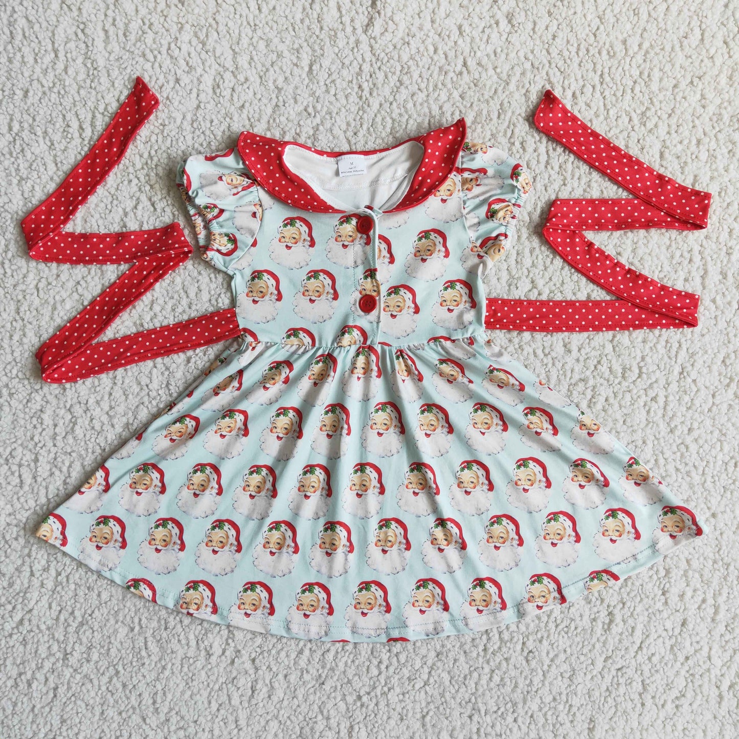 Santa print short sleeve Christmas dresses