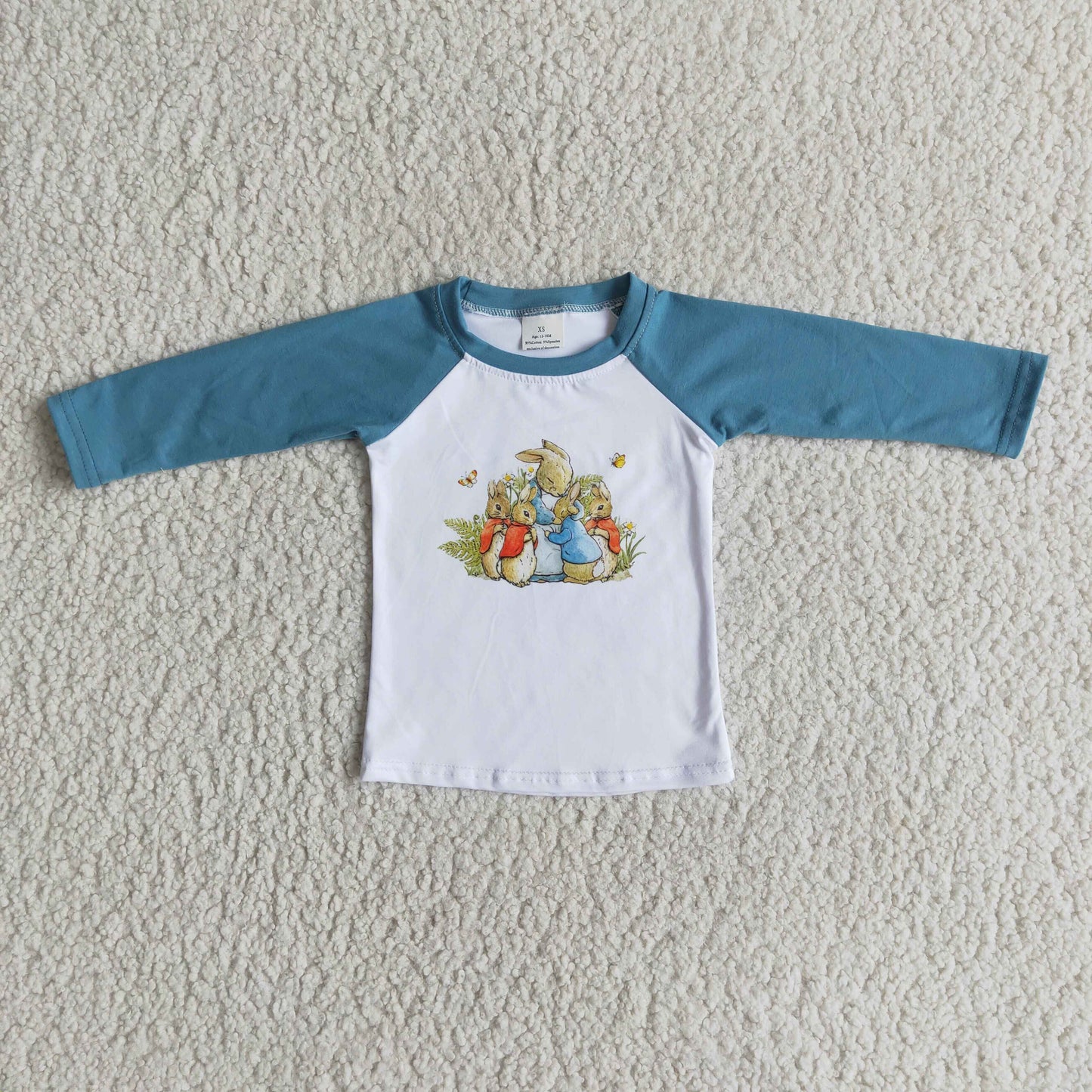 Bunny print long sleeve boy easter shirt