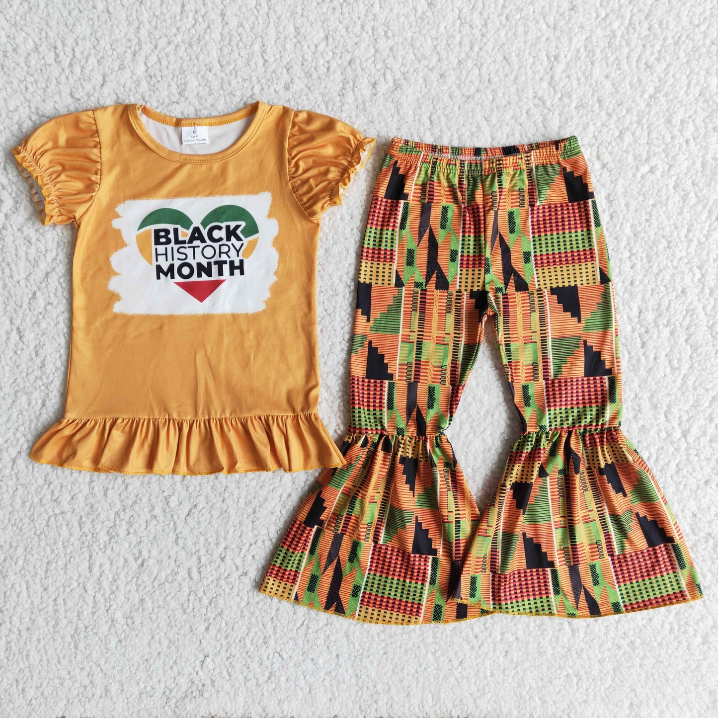 Black history month shirt bell bottom pants girls boutique clothing