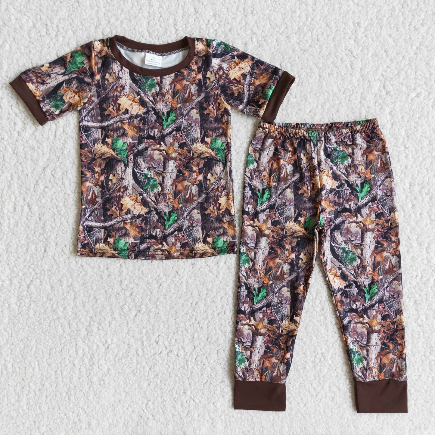 Short sleeve camo print boy spring pajamas