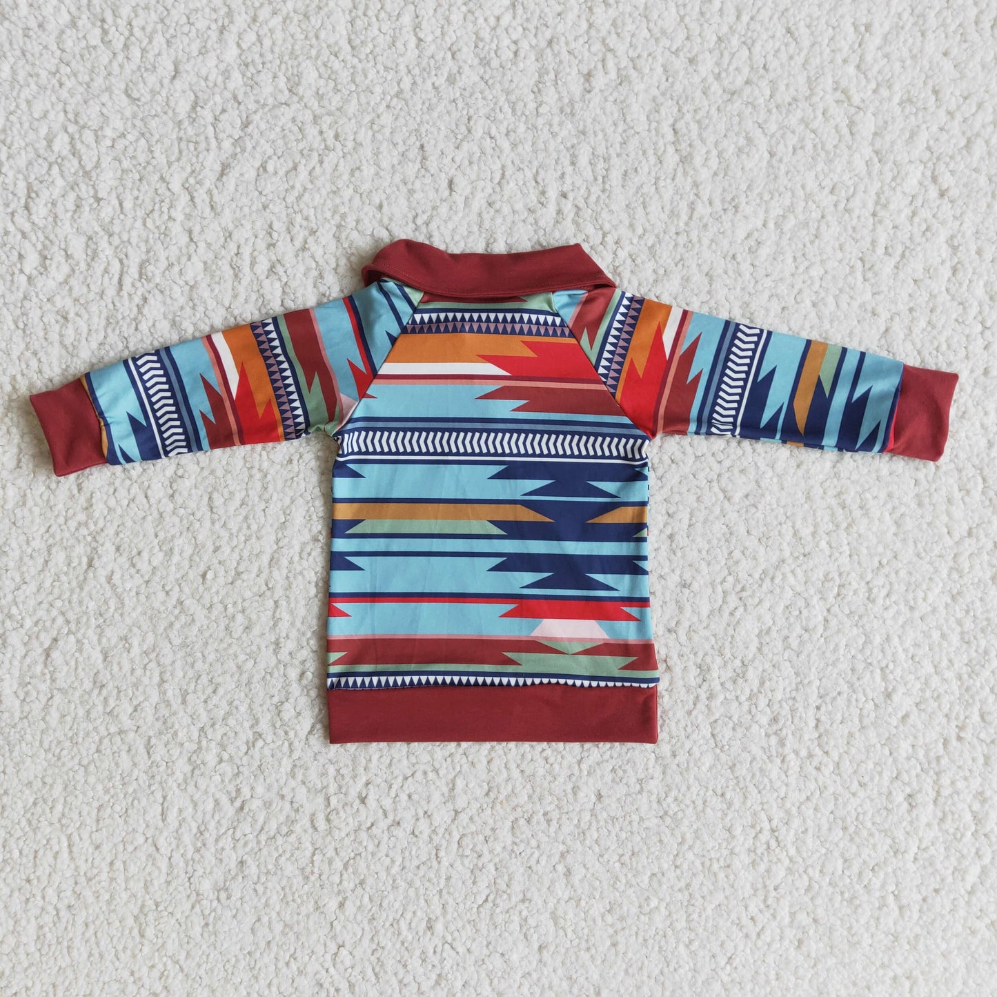 Aztec print long sleeve zipper kids pullover