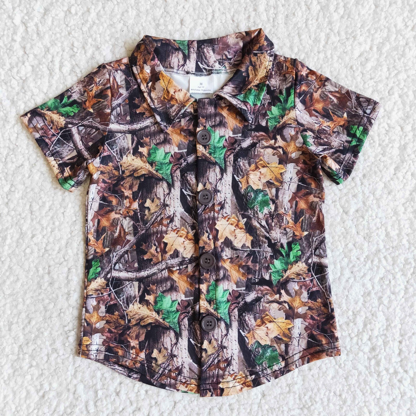 Camo print short sleeve boy summer polo shirt