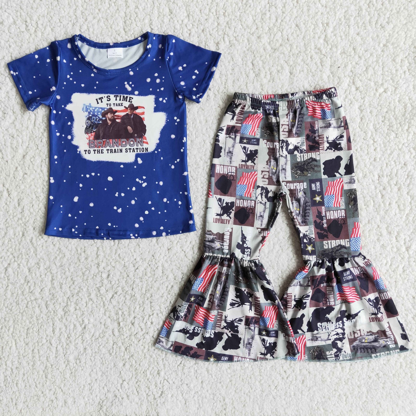 Train station shirt amy print pants girls clothing set