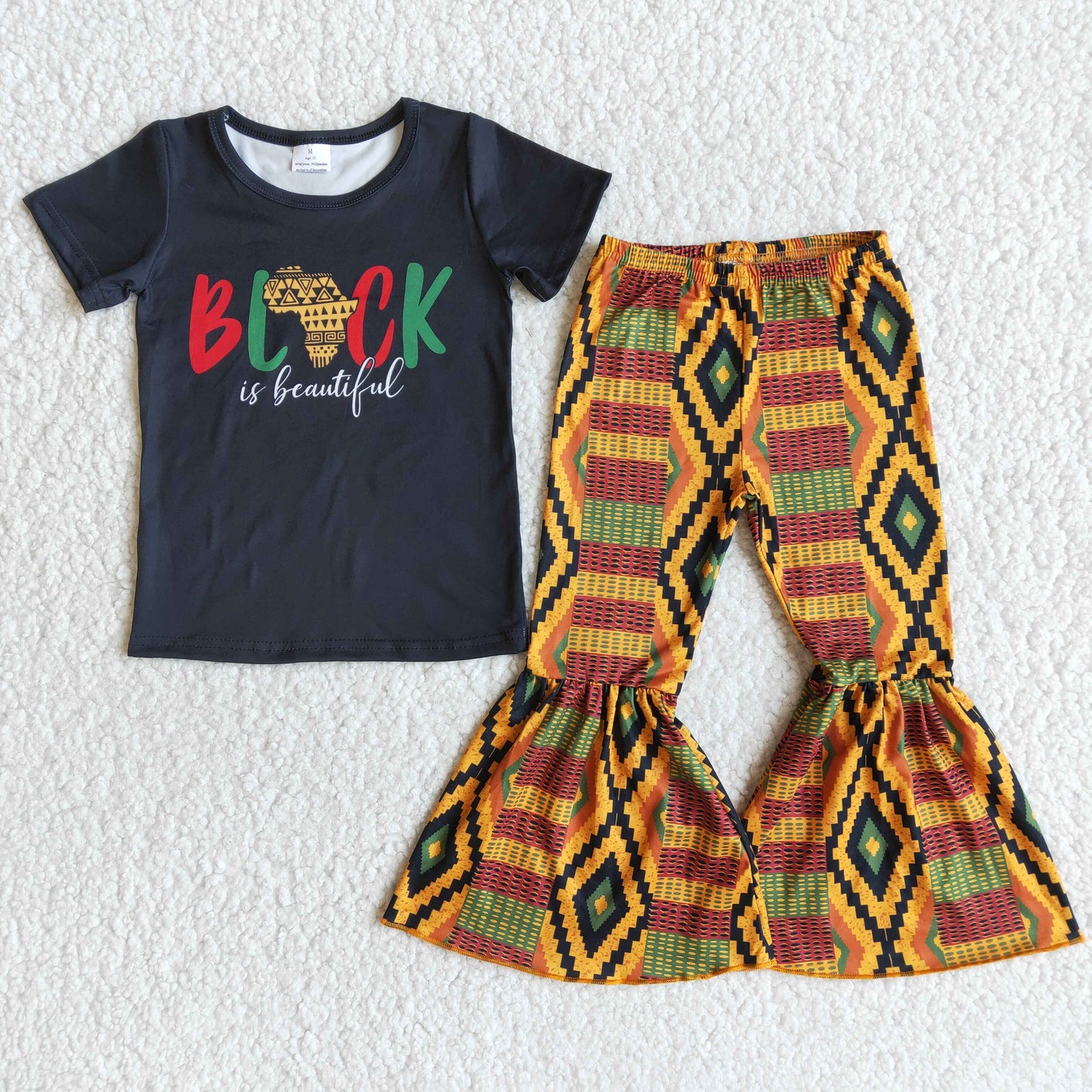 Black history black is beautiful shirt bell bottom pants girls clothes