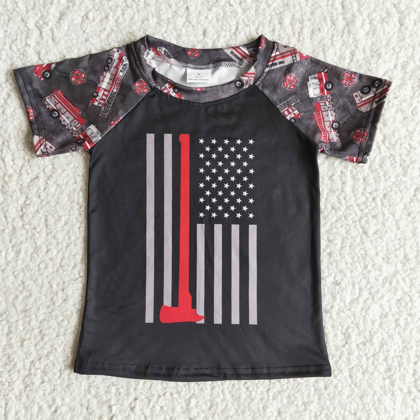 Short sleeve red in line boy summer shirt