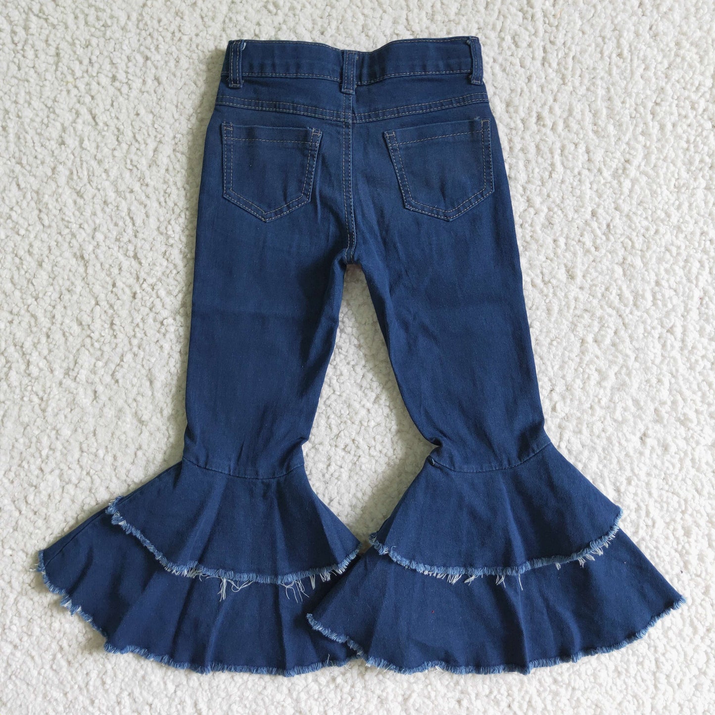 Blue denim ruffle kids girls jeans