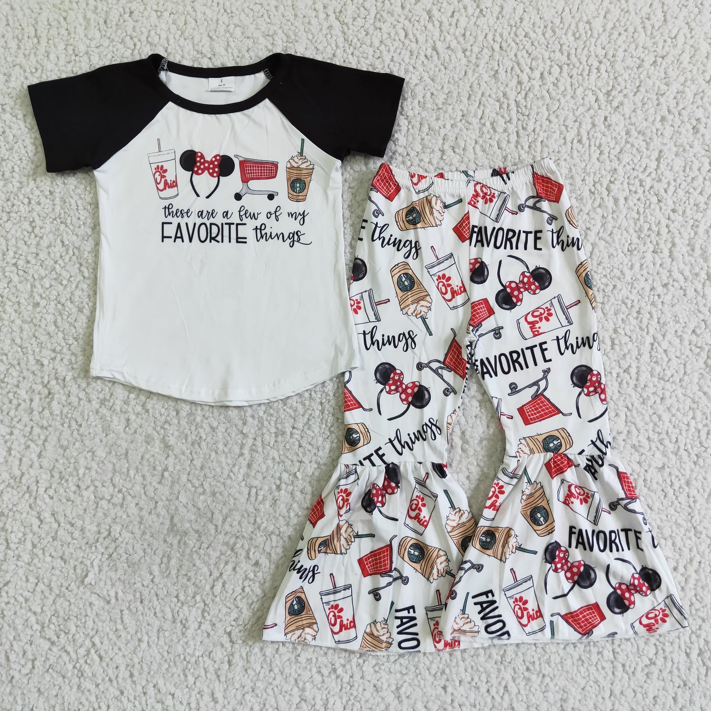 Girl Short Sleeve Raglans Favorite Things Snacks Outfit