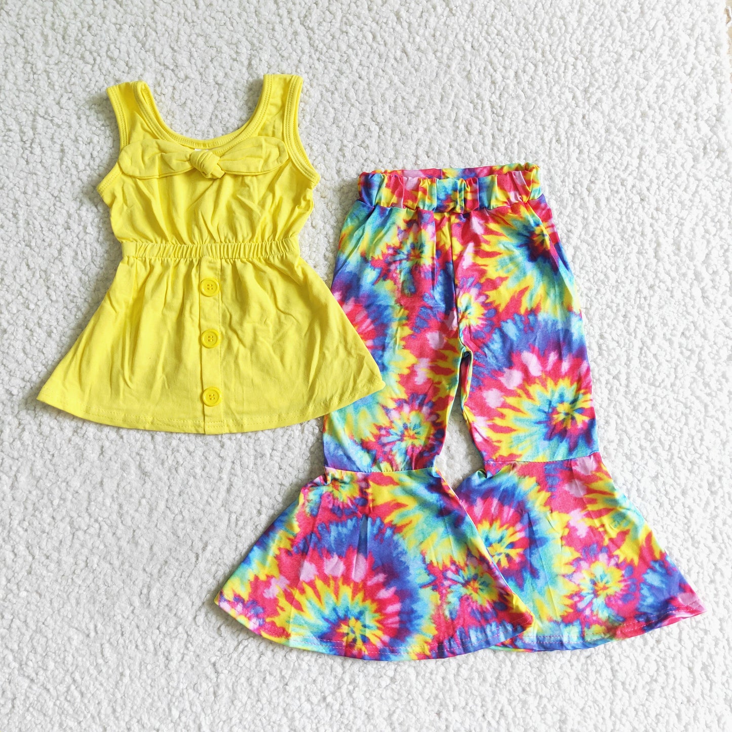 Girl Yellow Sleeveless Tunic Tie Dye Outfit