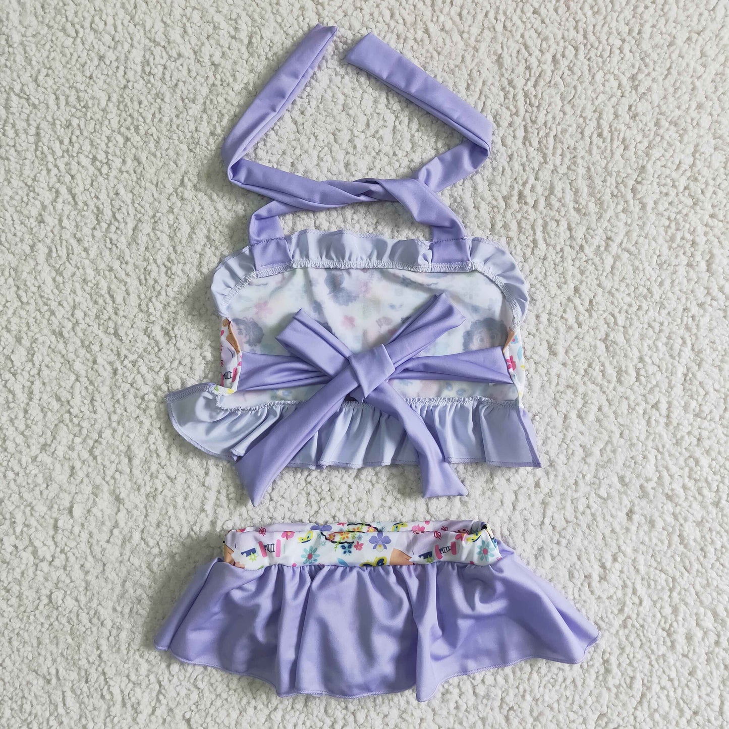 Lavender cute magic print baby girls summer swimsuit