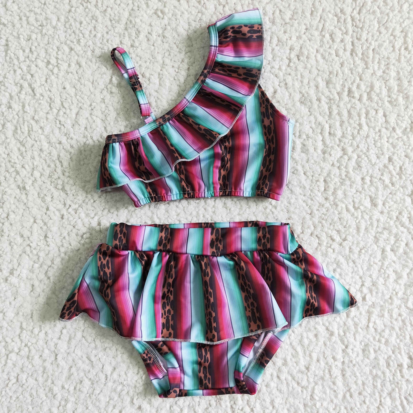 Leopard serape swim wear kids girls swimsuit