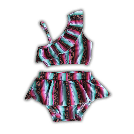 Leopard serape swim wear kids girls swimsuit