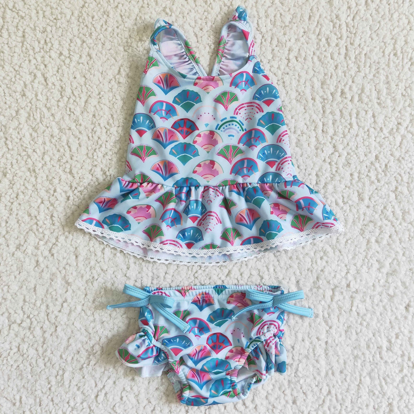 Mermaid scale swim wear baby girls summer swimsuit