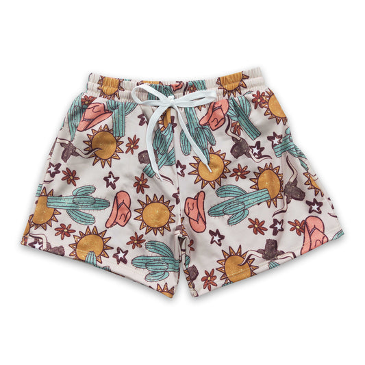 Bull skull highland cow hats boy swim trunks