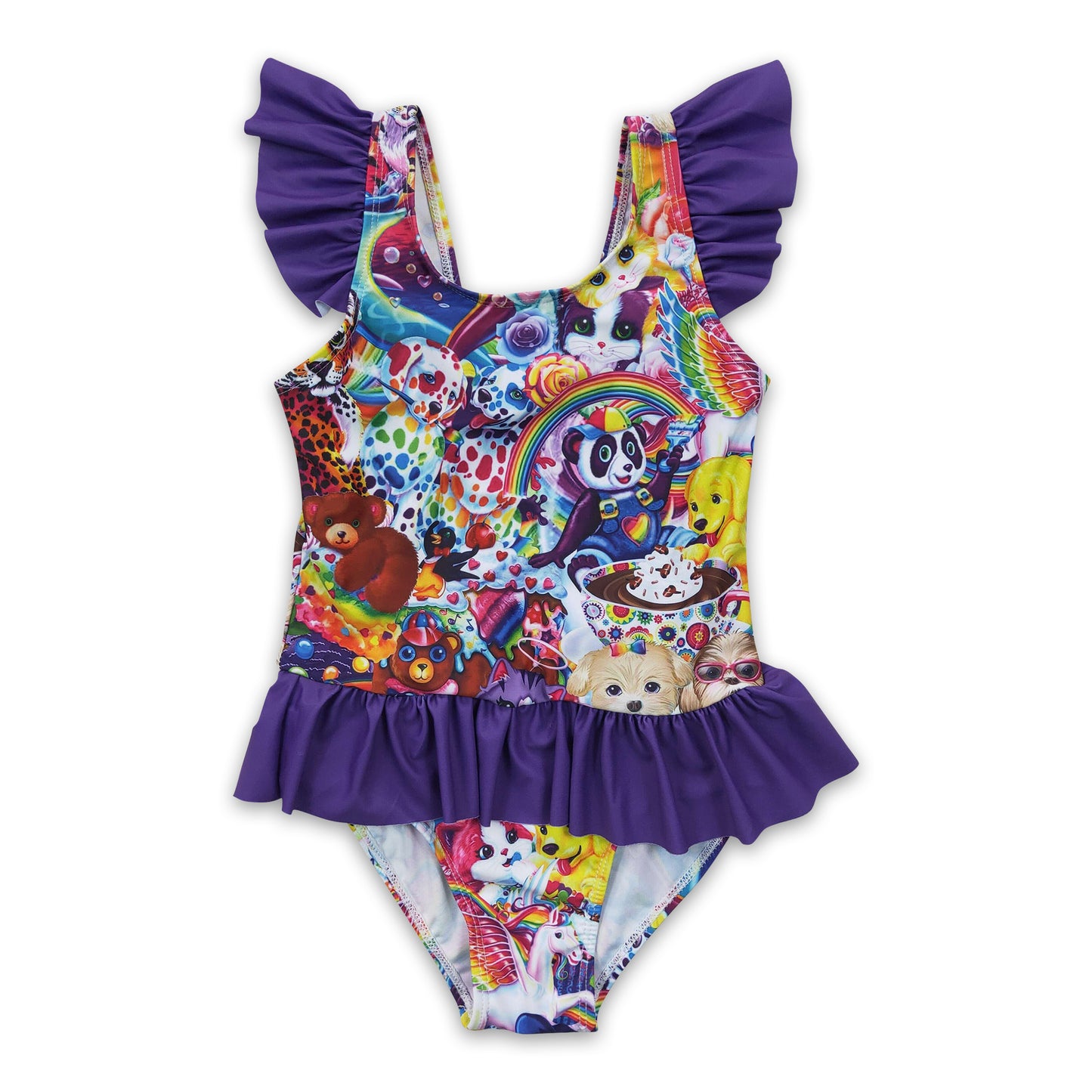 Colorful rainbow tiger baby girls summer swimsuit