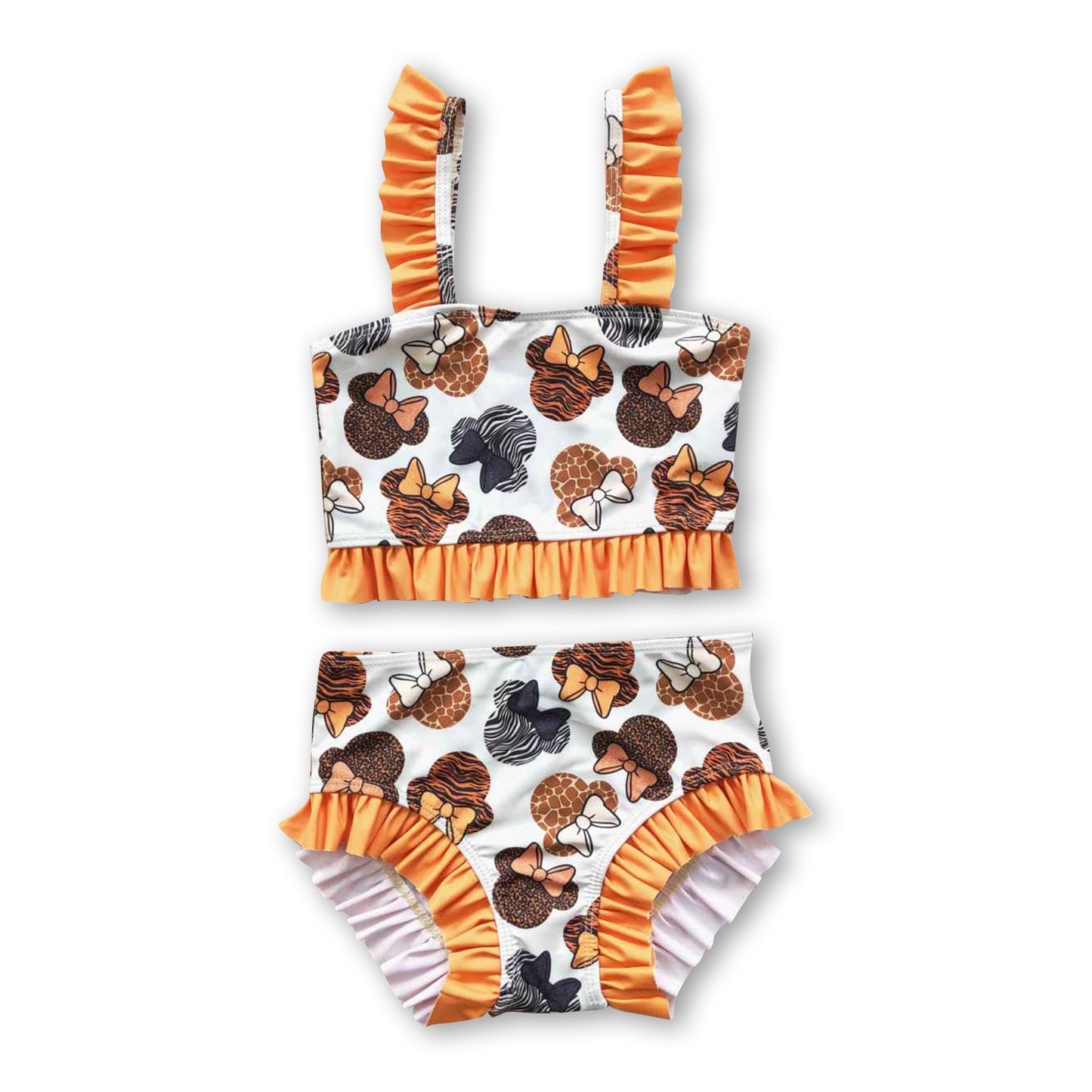 Animal prints mouse 2 pcs lining kids girls swimsuit