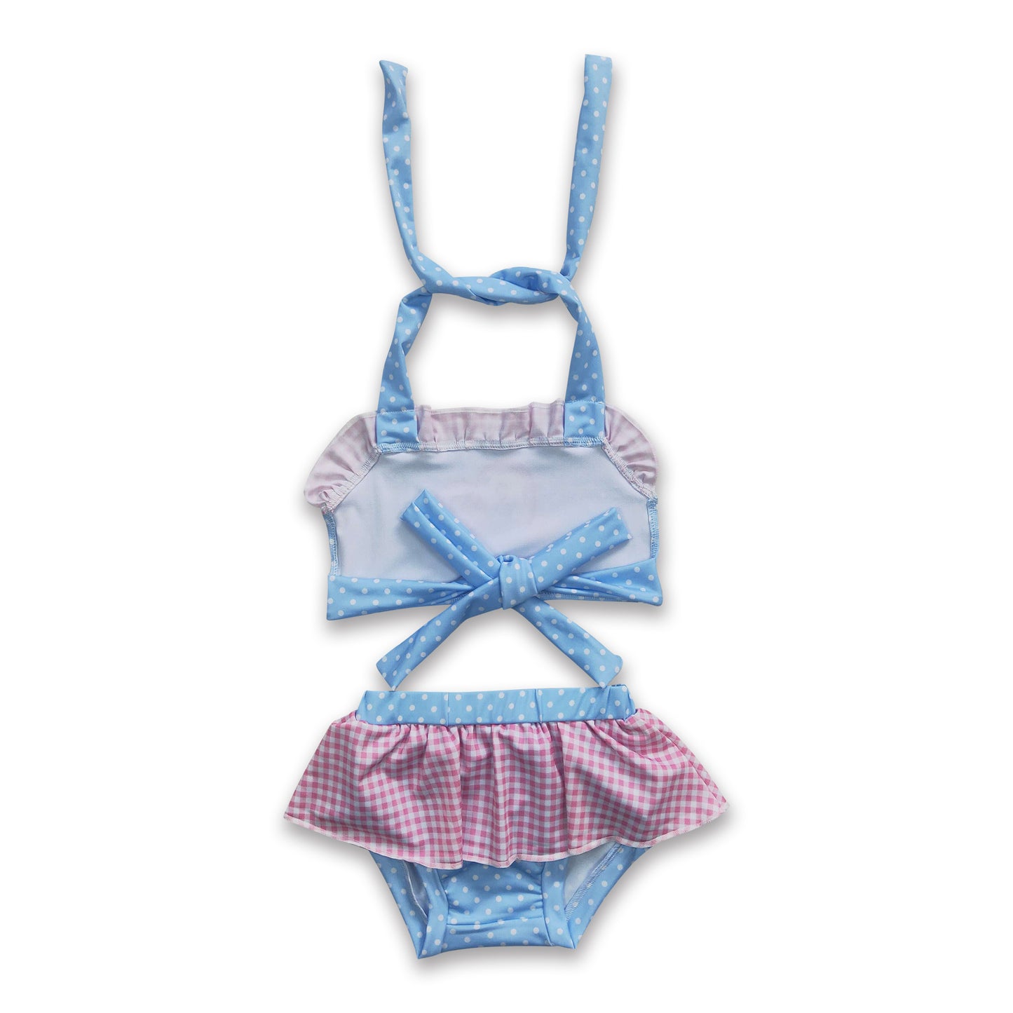 Sky blue polka dots princess baby girls summer swimsuit