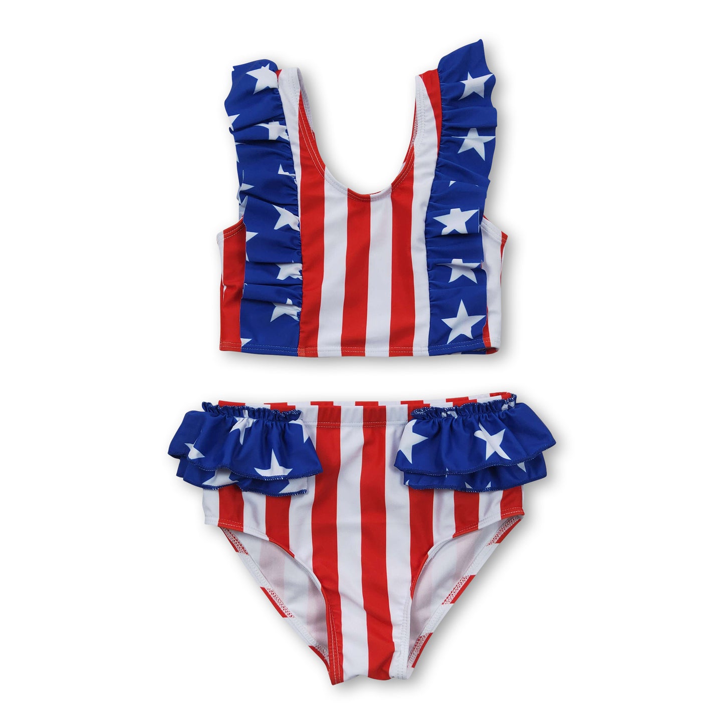 Stars stripe lining baby girls 4th of july swimsuit